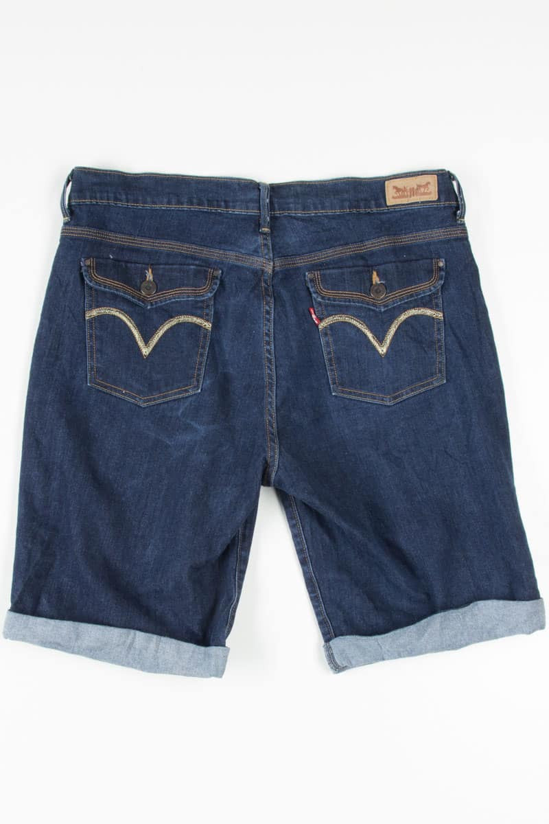 Gold Thread Detailed Levi's Denim Bermuda Shorts