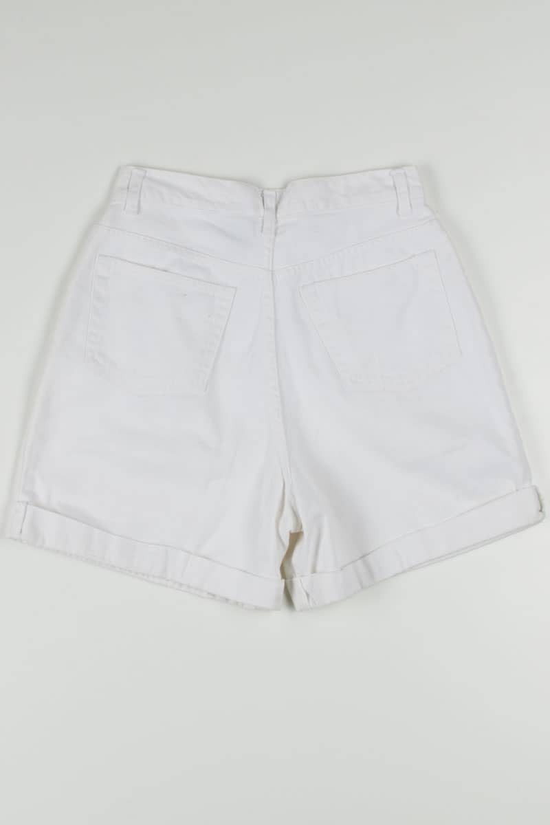 Women's Vintage White Pleated Denim Shorts 350 (sz. 10)