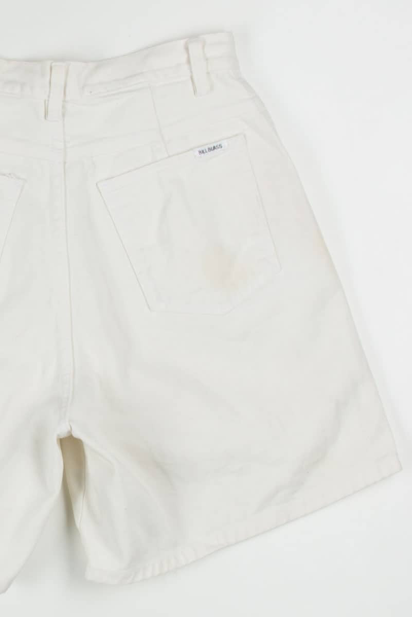 White Pleated High Waisted Denim Shorts (sz. 10)