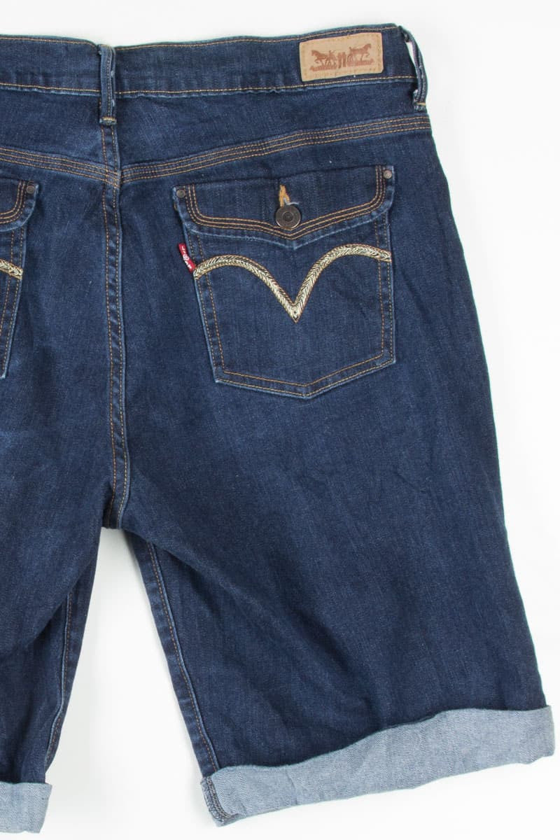 Gold Thread Detailed Levi's Denim Bermuda Shorts