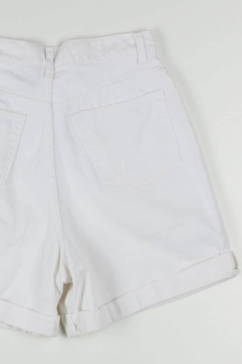 Women's Vintage White Pleated Denim Shorts 350 (sz. 10)