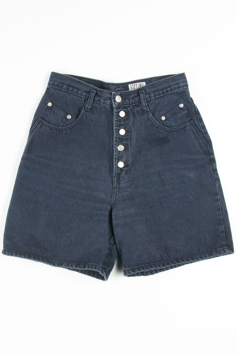 Vintage Black Button Front High Waisted Shorts (sz. 12)