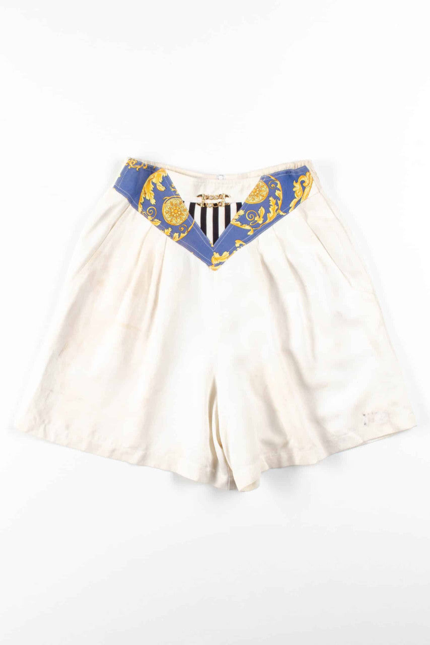 White & Gold Patterned Shorts (sz. 6)