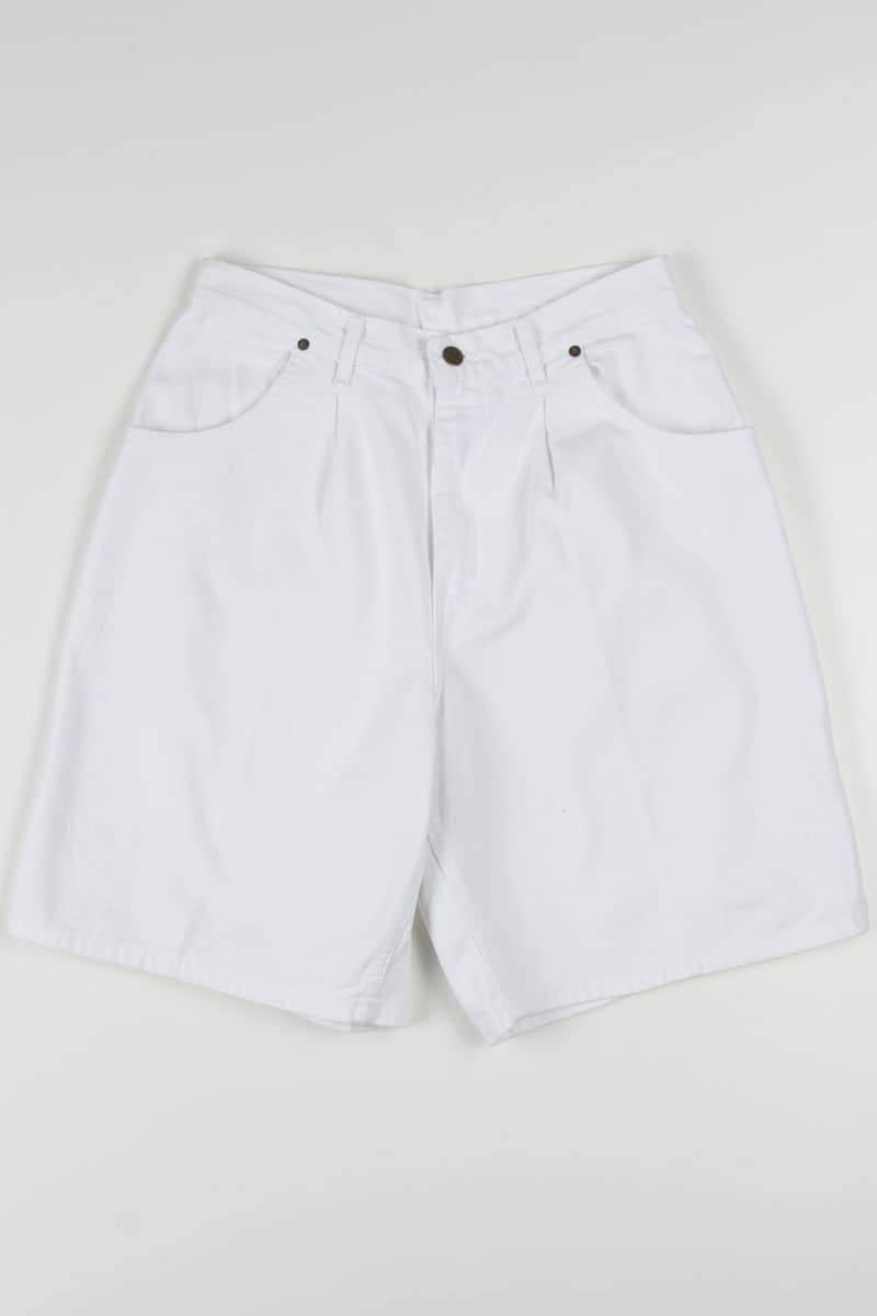 Women's Vintage White Chic Pleated Denim Shorts 302 (sz. 14)