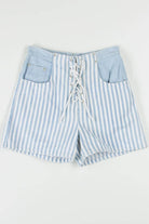Women's Vintage Striped Lace Up Denim Shorts 323 (sz. 7/8)
