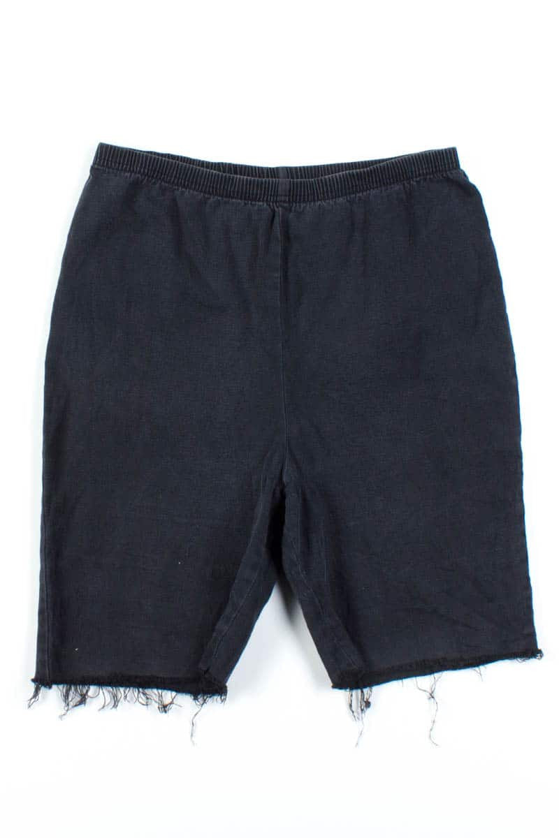 Black Elastic Cut Off Shorts (sz. L)