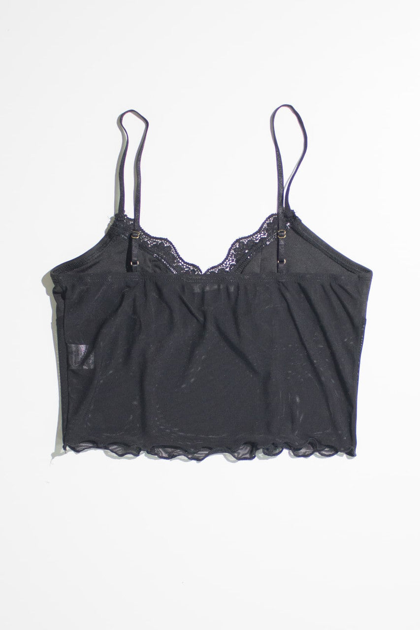 Black Lace Trimmed Mesh Body Cami