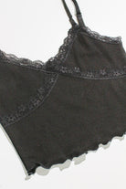 Black Lace Trimmed Ribbed Cami