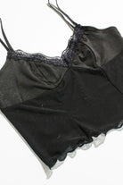 Black Lace Trimmed Mesh Body Cami