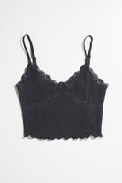 Black Lace Trimmed Ribbed Cami