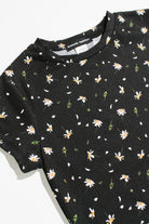 Black Daisy Petals Print Tee