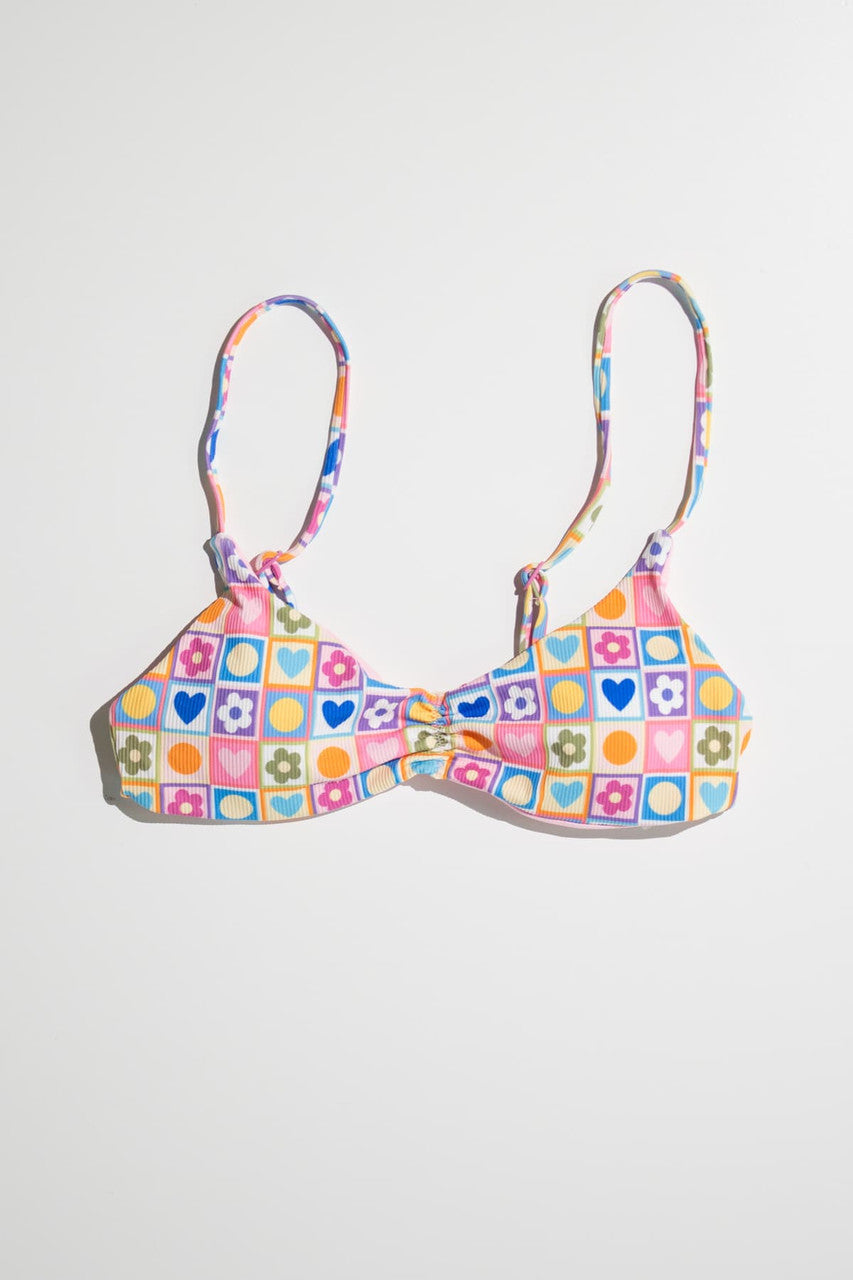 Checkered Spring Shapes Bikini Top