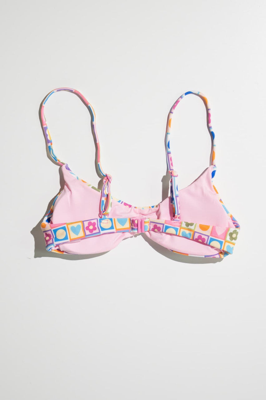 Checkered Spring Shapes Bikini Top