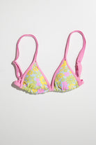 Pink 70s Floral Bikini Top