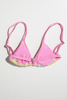 Pink 70s Floral Bikini Top