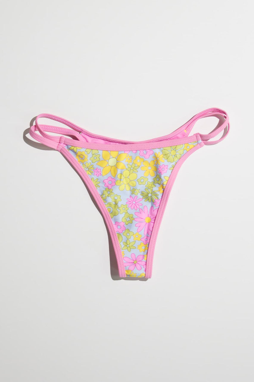 Pink 70s Floral Bikini Bottom