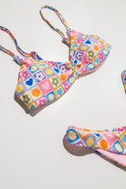 Checkered Spring Shapes Bikini Top