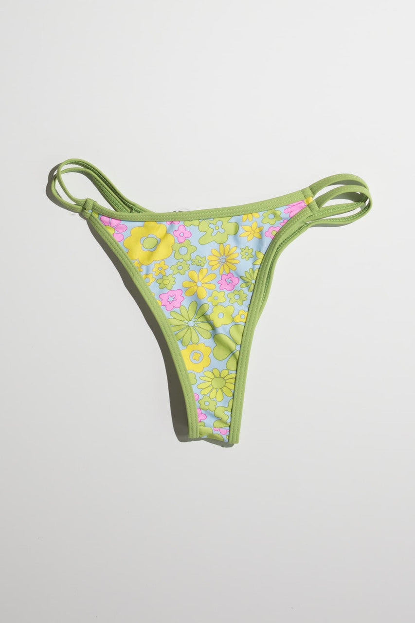 Lime 70s Floral Bikini Bottom