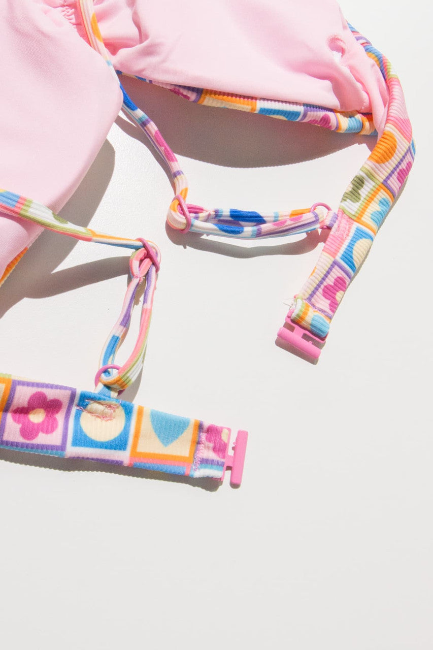 Checkered Spring Shapes Bikini Top