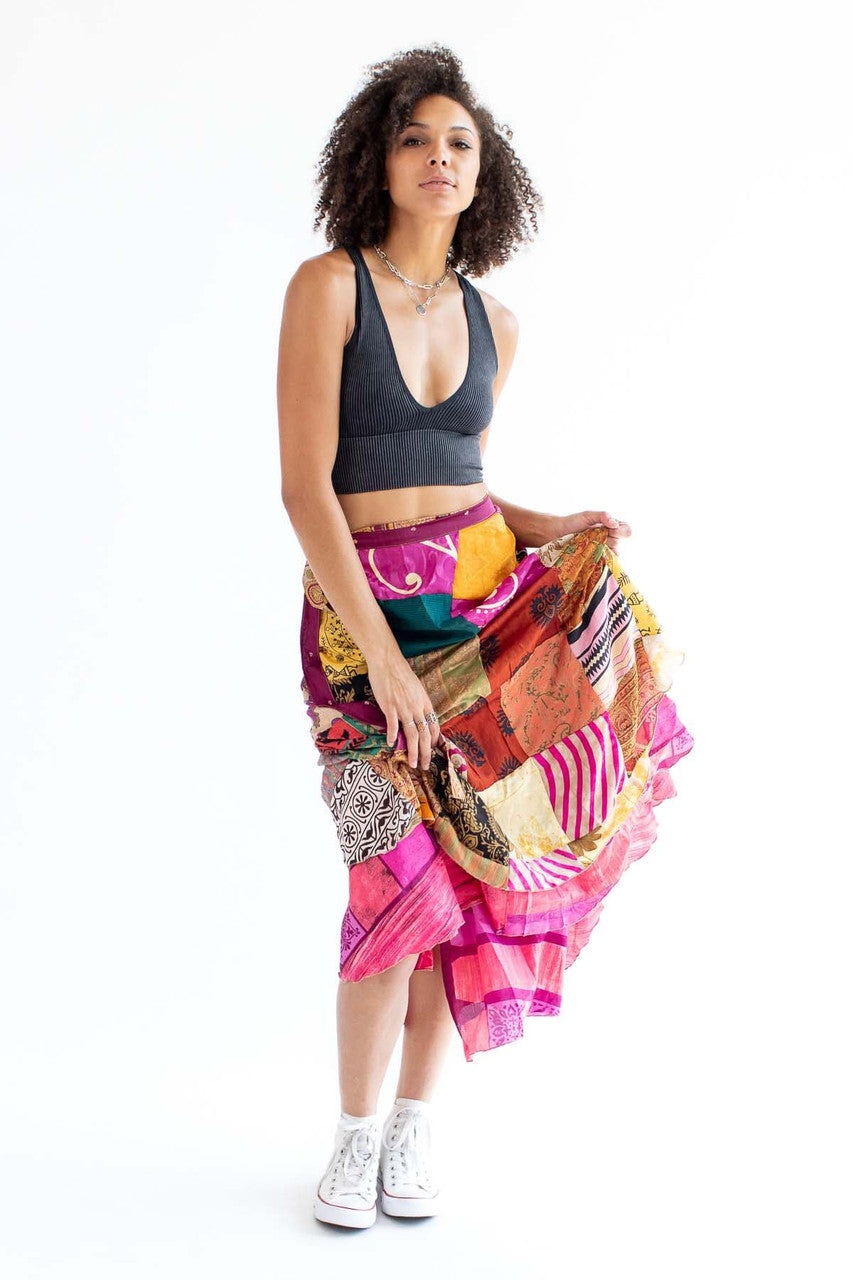 Wrap Patch Maxi Skirt