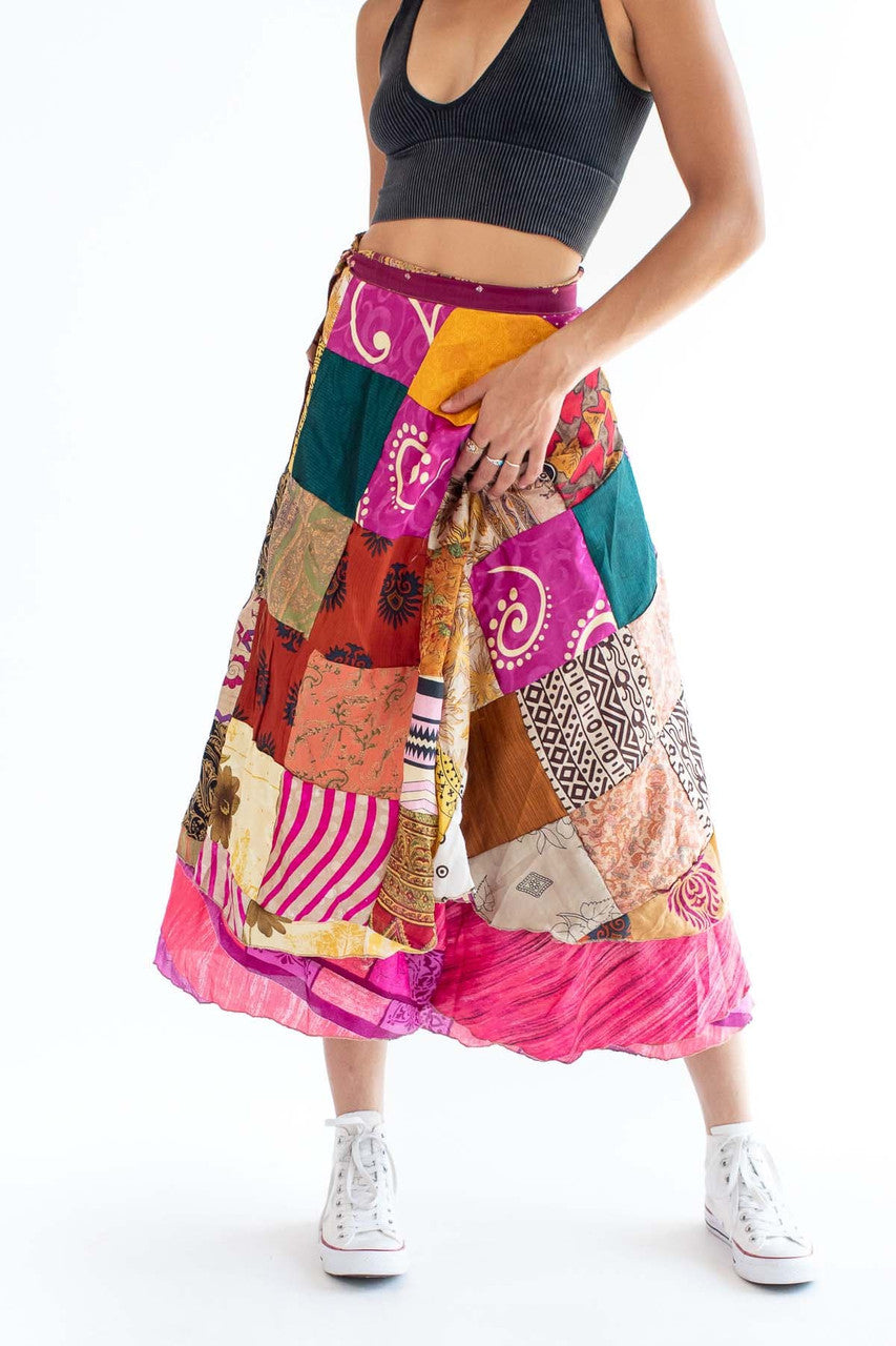 Wrap Patch Maxi Skirt