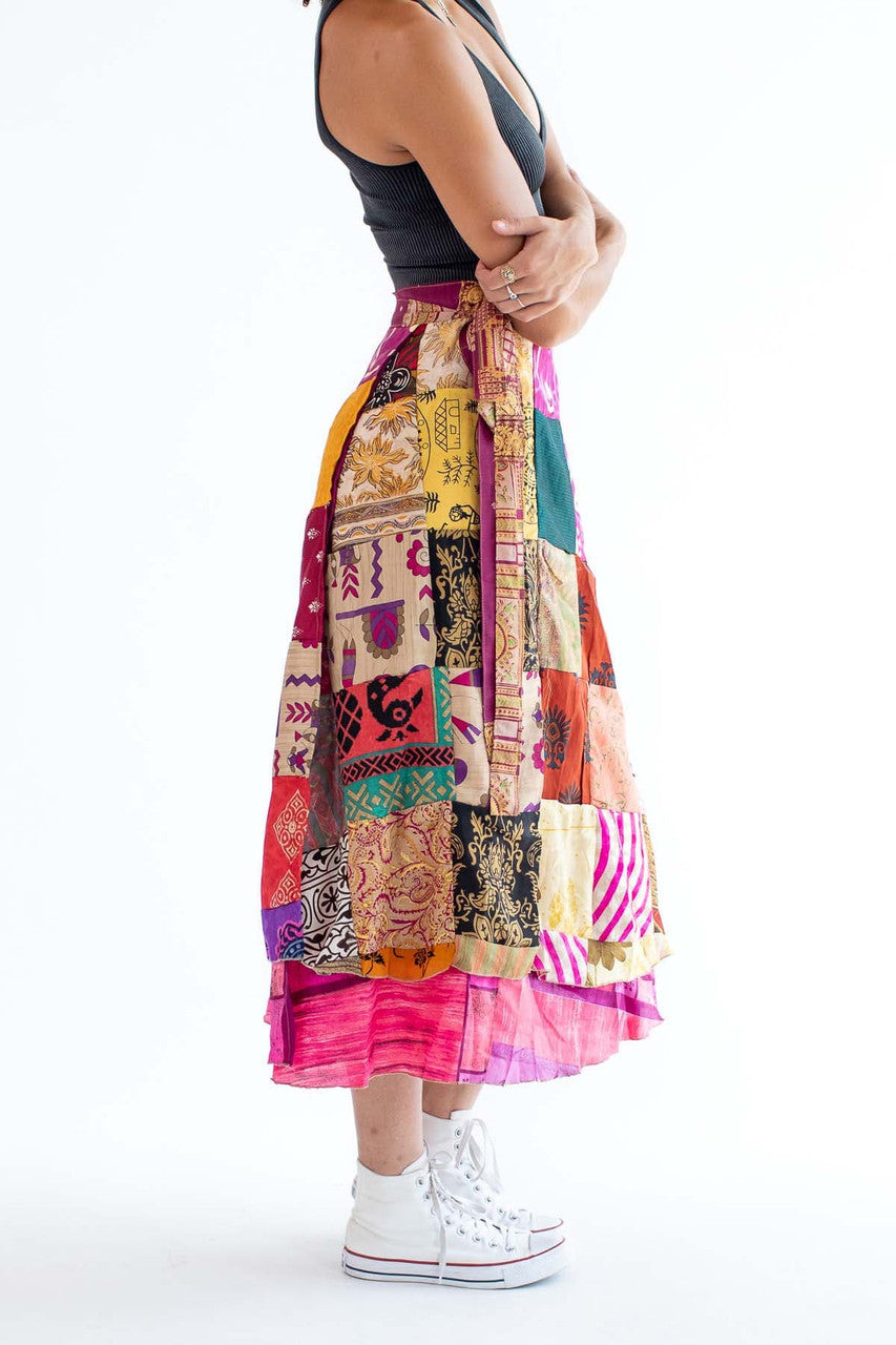 Wrap Patch Maxi Skirt