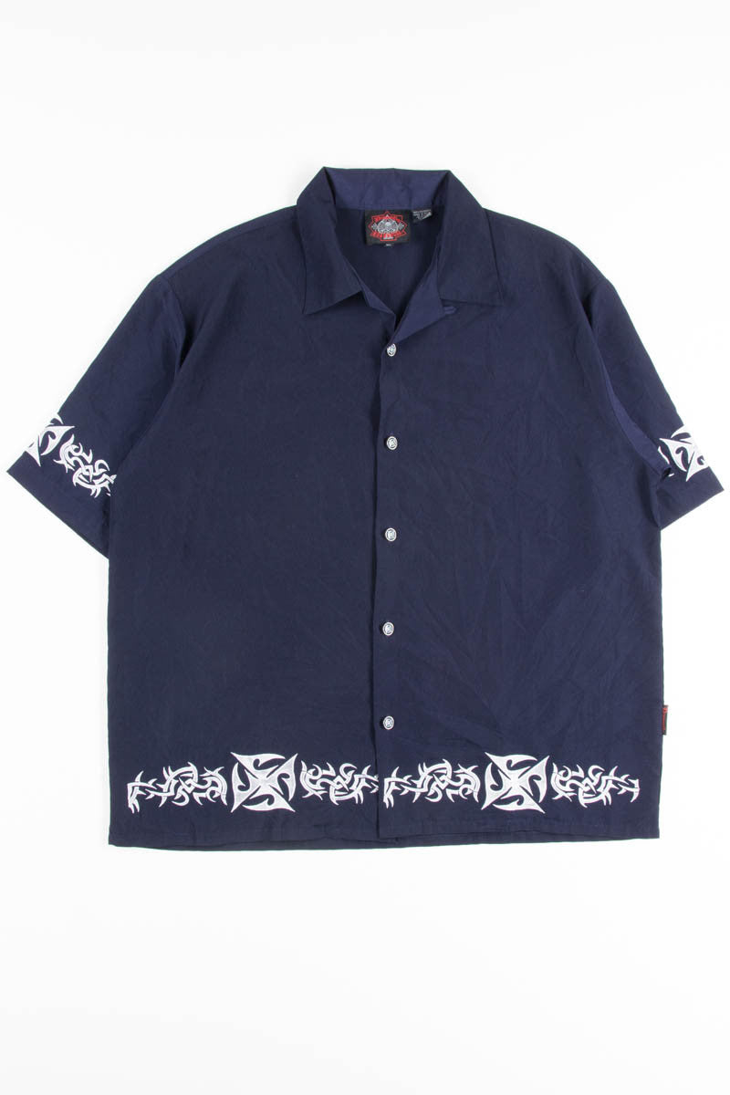 Navy Tribal Rave Y2K Shirt