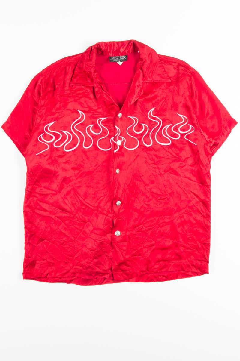 Red Flames Rave Y2K Shirt