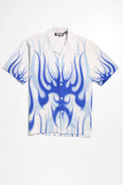 Y2K Blue Tribal Pattern Button Down