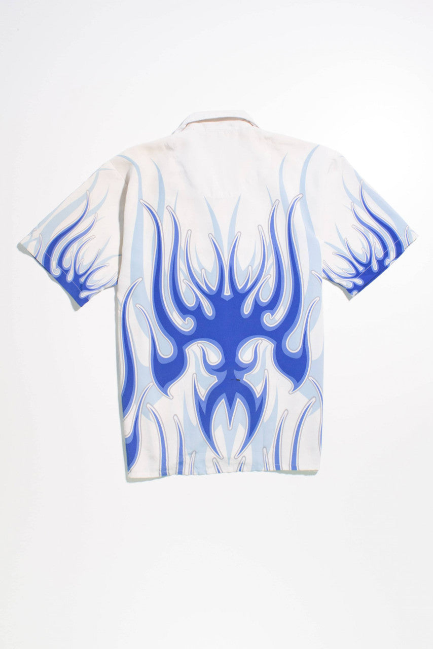 Y2K Blue Tribal Pattern Button Down