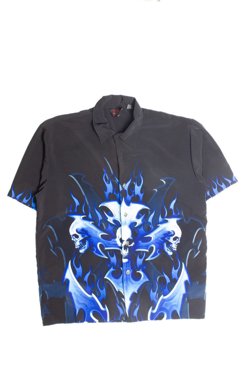 Vintage Dragonfly Roadhouse Cyber Tribal Skull Y2K Shirt (2000s) 77