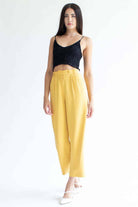 Yellow High Waisted Silk Vintage Pants (sz. 4)