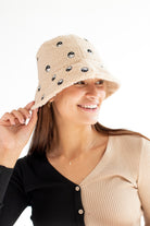 Beige Yin Yang Sherpa Bucket Hat