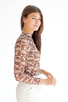 Yin Yang Mesh Contrast Stitch Top