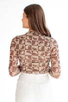 Yin Yang Mesh Contrast Stitch Top