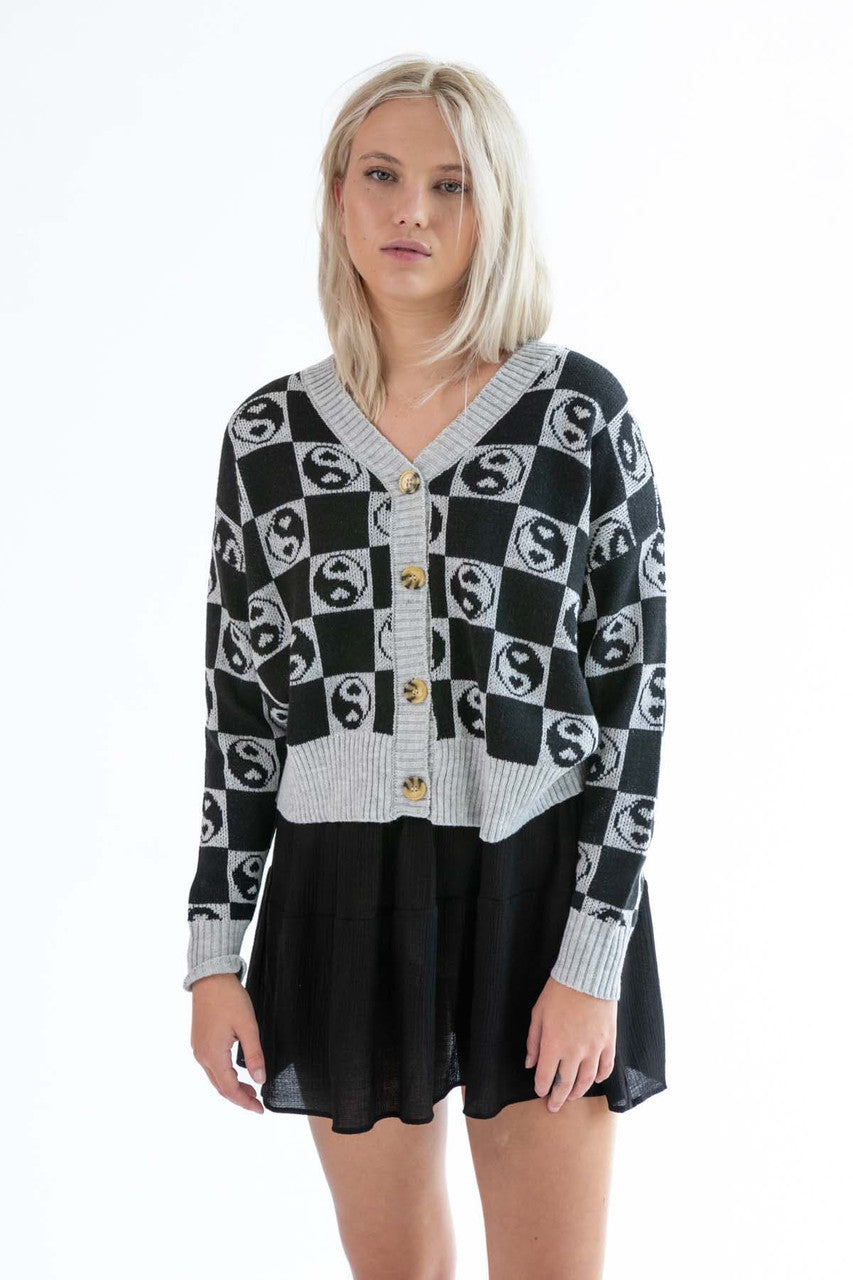 Yin Yang V Neck Cardigan