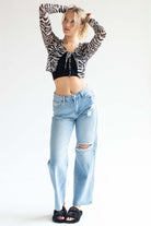 Zebra Mesh Tie Bust Cardigan