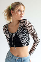 Zebra Mesh Tie Bust Cardigan